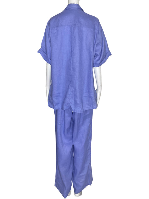 Conjunto Vieria Liso Manga corta Azul - Talla U