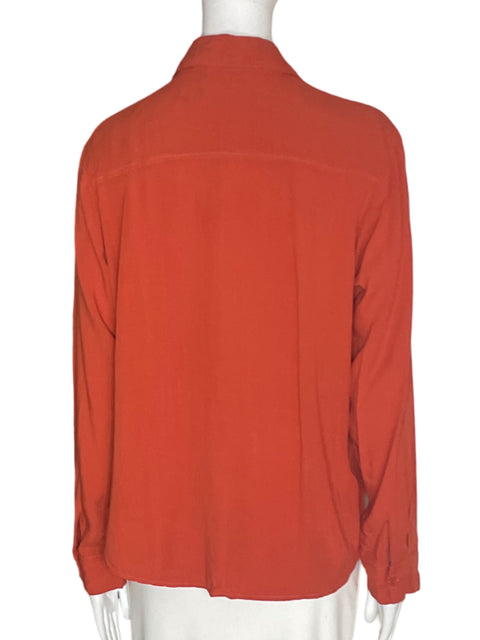 Camisa Olea de Viscosa Manga larga Botones Naranja - Talla M