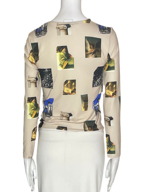 Blusa Zara Estampado Manga larga Beige - Talla M