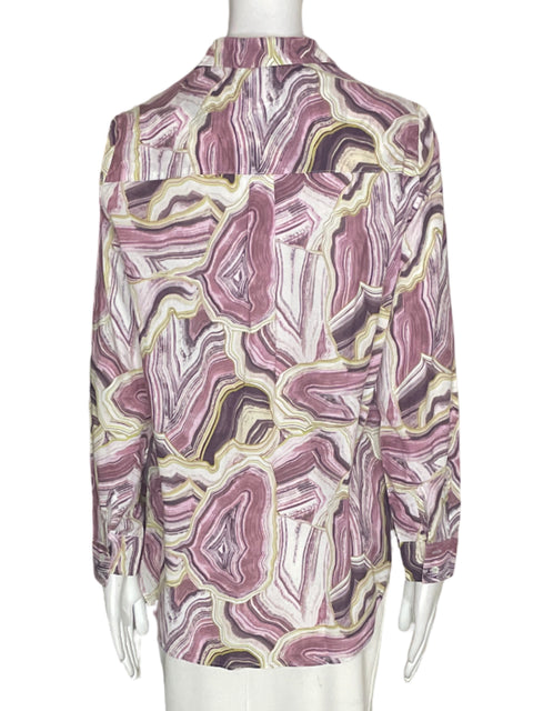 Camisa Dándara Estampado Botones Morado - Talla M
