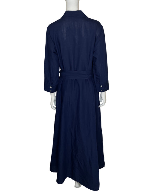 Vestido Boston Proper de Lino Maxi Manga larga Azul - Talla M