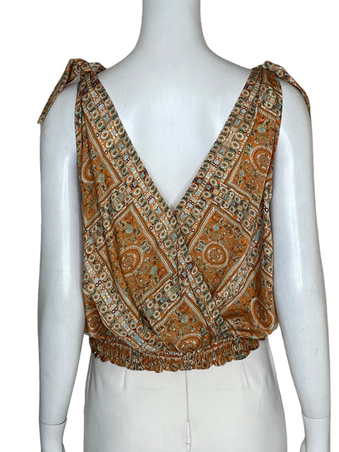 Blusa Rose + Olive Cuello v Estampado Naranja - Talla S
