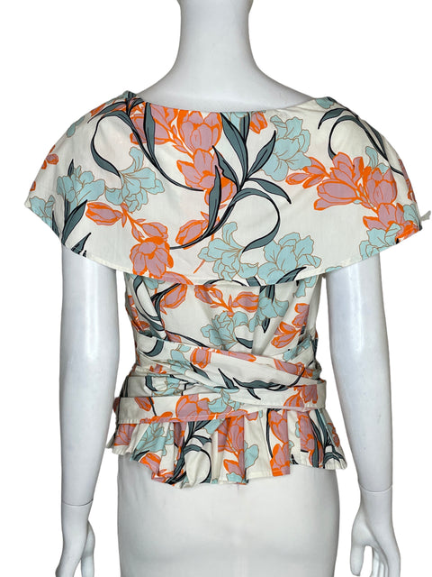Blusa Padova Cuello v Estampado Floral Naranja - Talla M