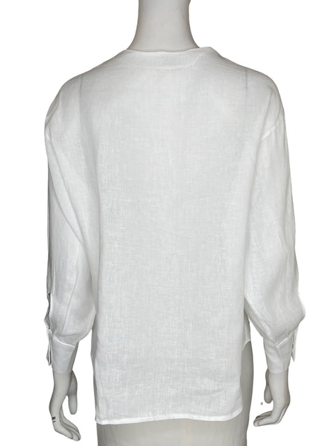 Blusa Cala de Lino Manga larga Asimétrico Blanco - Talla XS