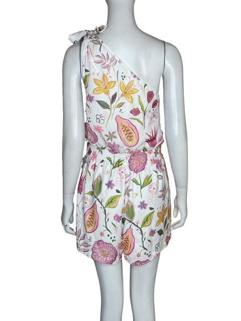 Romper Petal + Pup de Lino Asimétrico Estampado Blanco - Talla M