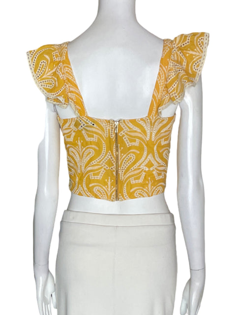 Blusa Ela Crop Estampado Amarillo - Talla XS