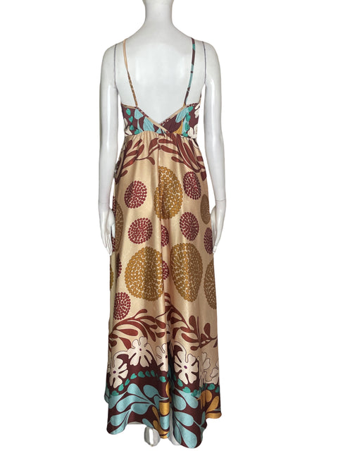 Vestido New Collections Estampado Maxi Marrón - Talla M