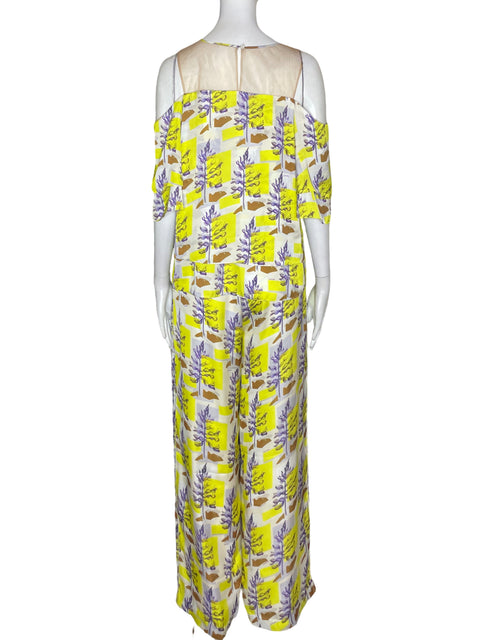 Conjunto Carolina Estefan Estampado Blusa/pantalon Amarillo - Talla S