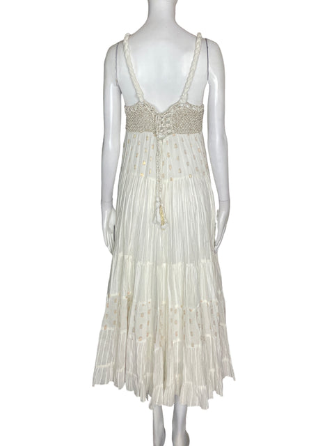 Vestido Farm de Algodón Tiras Suelto Blanco - Talla XS