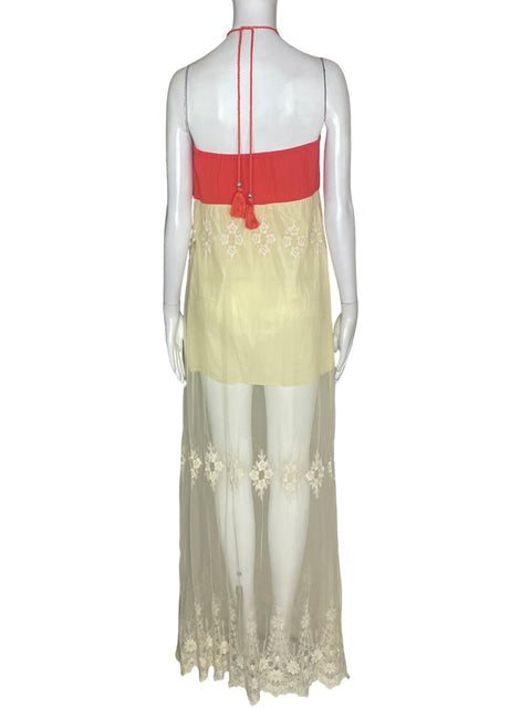 Vestido Flying Tomato Strapless Transparente Amarillo - Talla S