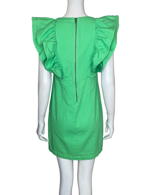 Vestido Pieces de Algodón Cuello v Vuelos Verde - Talla S