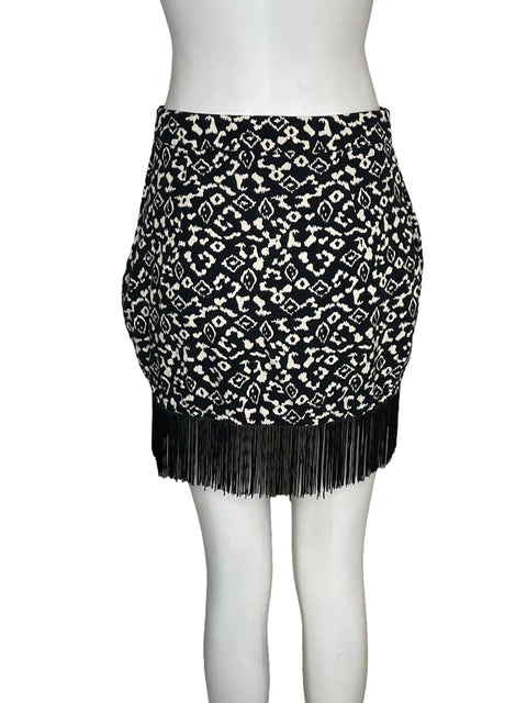 Falda Zara Cruzado Flecos Negro - Talla S