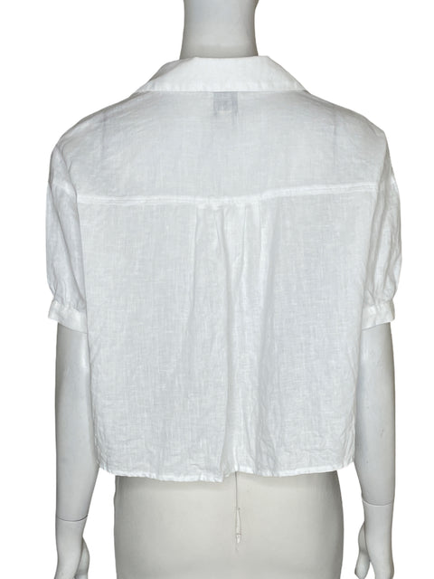 Blusa Industry de Lino Cropped Cuello v Blanco - Talla XS