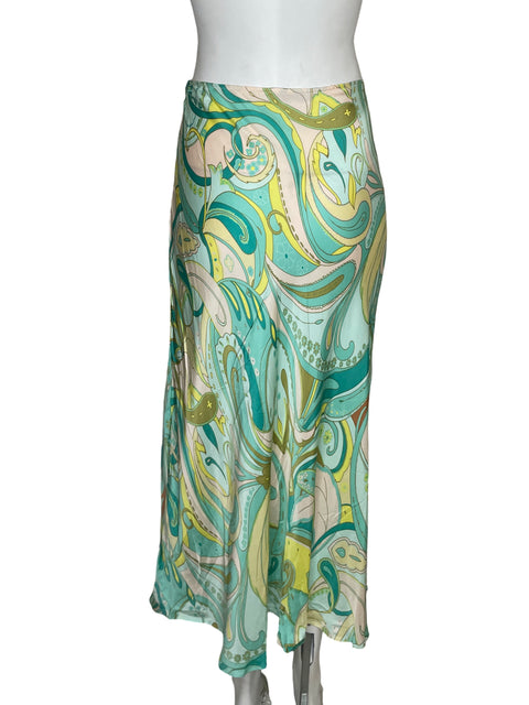 Falda Zara Satinado Estampado Azul - Talla L