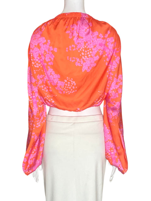 Blusa Hipnos Cuello v Estampado Naranja - Talla L