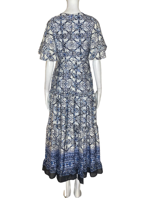 Vestido Taylor Estampado Maxi Azul - Talla 4