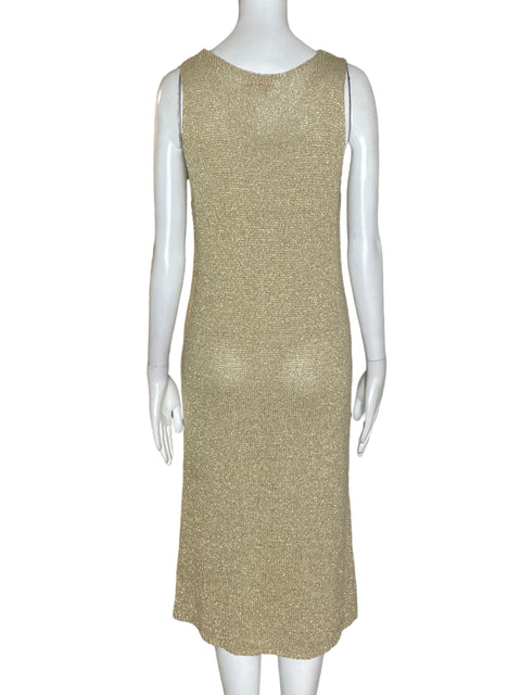 Vestido Yunika de Algodón Ajustado Sin mangas Beige - Talla S