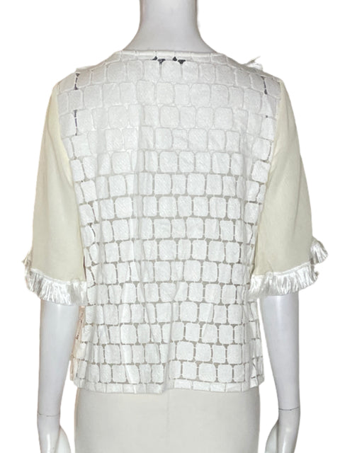 Blusa Alexis Flecos Manga corta Beige - Talla XS