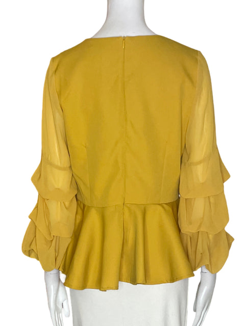 Blusa Gracia Ruchas Abullonado Amarillo - Talla M