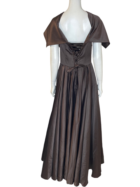 Vestido De Fiesta Tesoro Tps Maxi Satinado Marrón - Talla 12