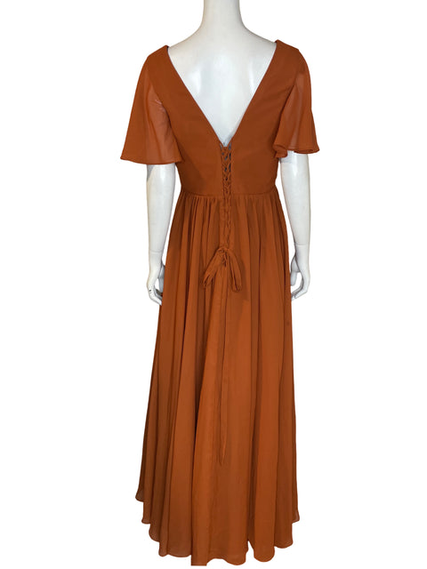 Vestido De Fiesta Tesoro Tps Cuello v Vuelos Naranja - Talla 12