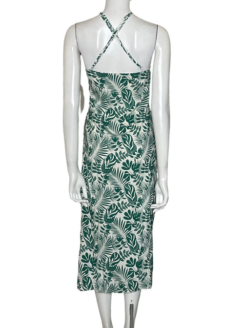 Vestido Rw Hojas Midi de Algodón Verde - Talla S