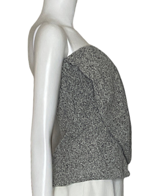 Top Zara Palabra De Honor de Algodón Gris - Talla M