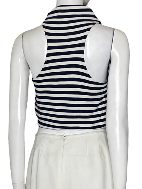Top Padova Crop Duna Rayas de Viscosa Azul - Talla S