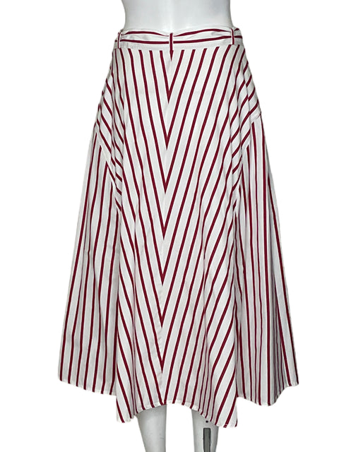 Falda Ralph Lauren Evase Rayas de Algodón Rojo - Talla 4