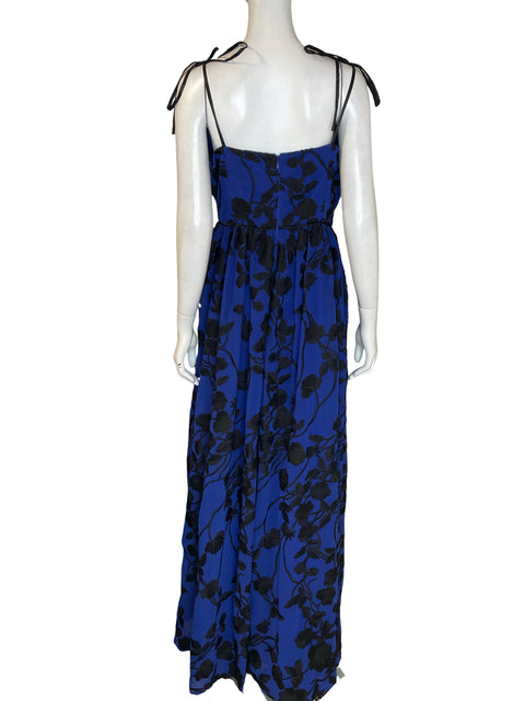 Vestido De Fiesta Alma Mia Bordado Floral Azul - Talla 10