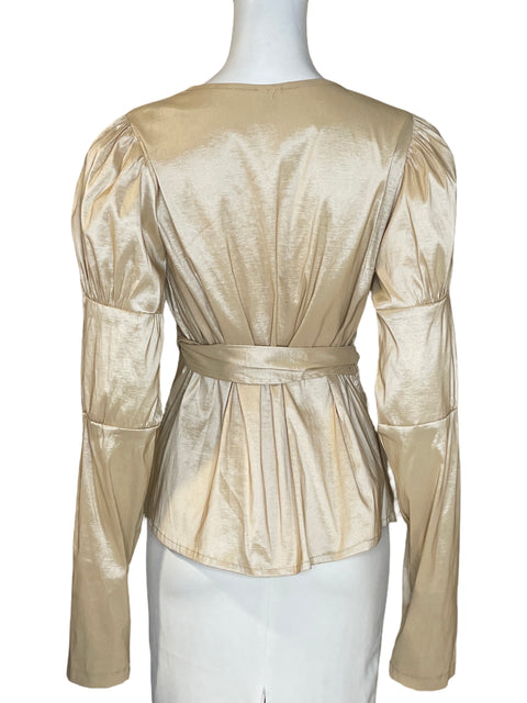 Blusa Jaqueline Hernandez Mangas abullonadas Beige - Talla M