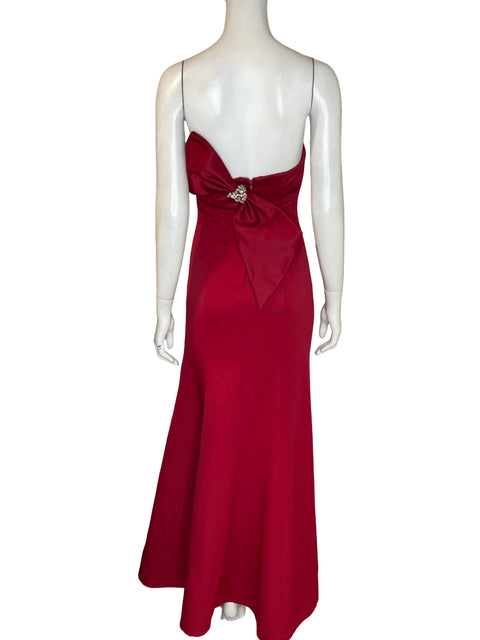 Vestido Oleg Cassini Maxi Strapless Rojo - Talla 4
