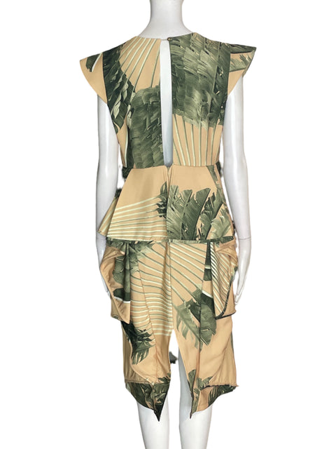 Vestido La Patean Estampado Ruchas Marrón - Talla 40