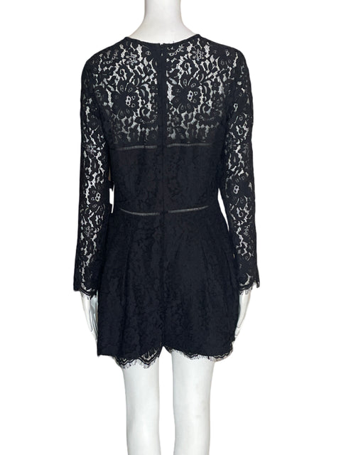 Romper Cynthia Rowley Transparente Bordado Negro - Talla 8