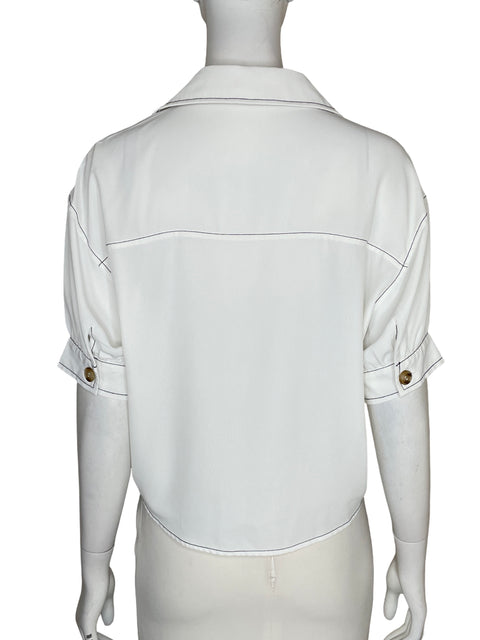 Blusa Naked Zebra Cuello v Manga corta Blanco - Talla S