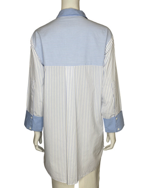 Camisa Zara de Algodón Rayas Azul - Talla XS