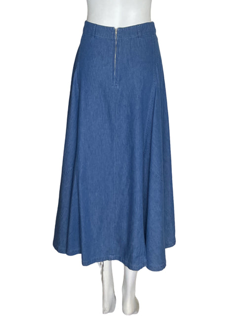 Falda Mng de Algodón Corte a Liso Azul - Talla XS