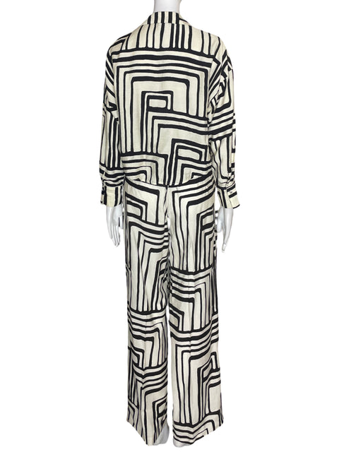 Conjunto Lucy Paris Estampado Blusa/pantalon Negro - Talla XS