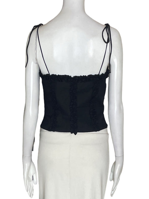 Blusa Zara de Algodón Tiras Botones Negro - Talla S