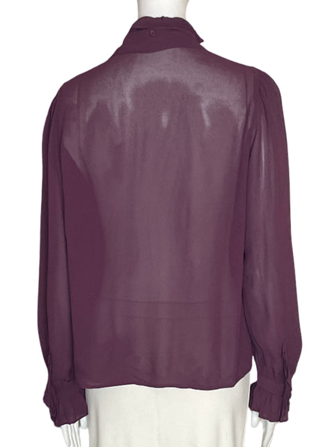 Blusa Mng Liso Transparente Morado - Talla S