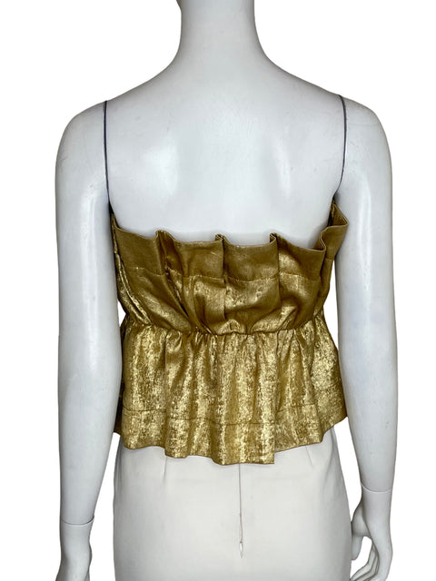 Blusa Tcec Strapless Metalizado Dorado - Talla S