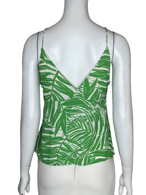 Blusa Mango de Viscosa Cuello v Estampado Verde - Talla M