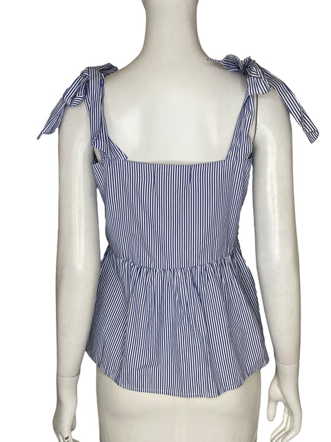 Blusa Via Vai de Algodón Estampado Rayas Azul - Talla S