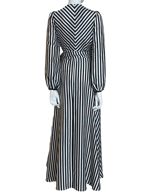 Vestido Coast Stipe Wrap Maxi Negro - Talla 10