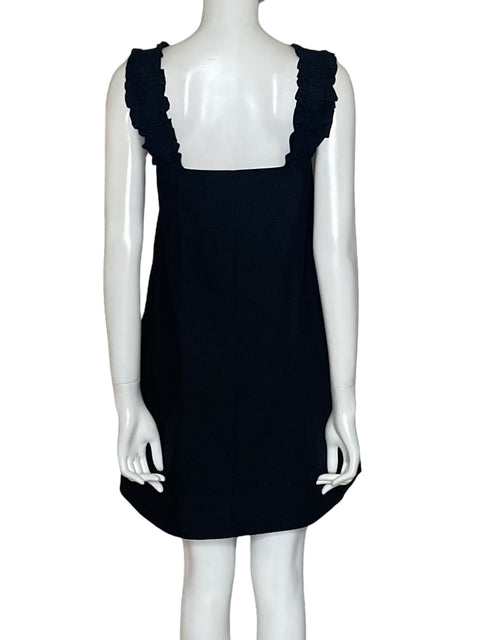 Vestido Ming Abullonado Mini de Algodón Negro - Talla XS