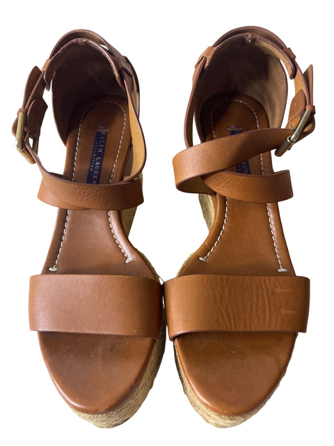 Zapato Ralph Lauren Plataforma Tiras Marrón - Talla 9