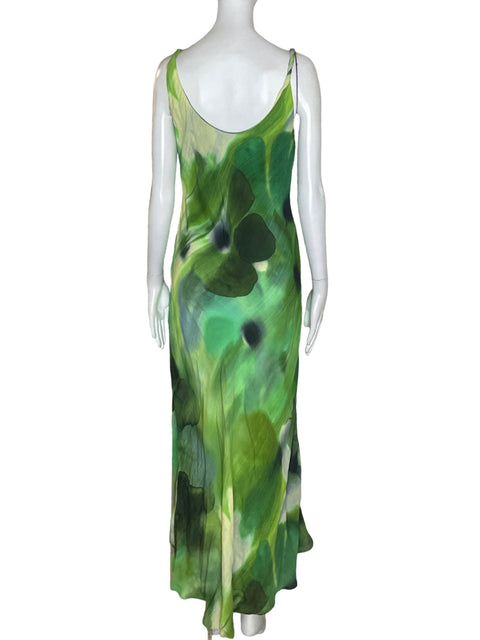 Vestido Mng Tiras Estampado Verde - Talla L