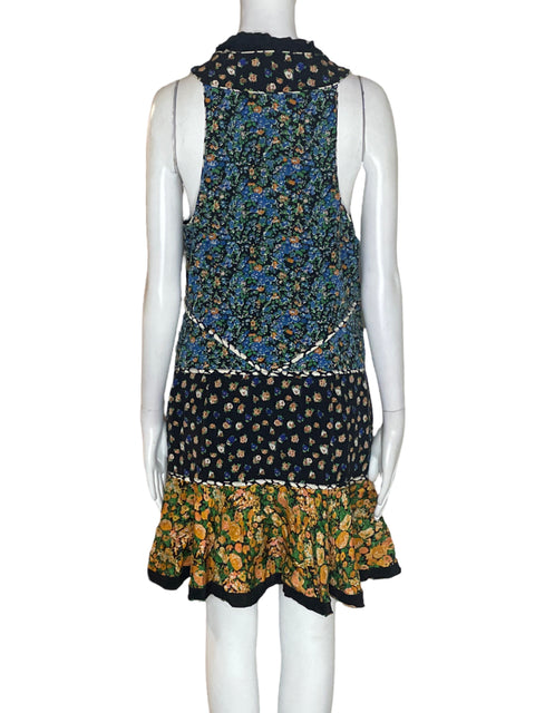 Vestido Coach Estampado Sin mangas Azul - Talla M