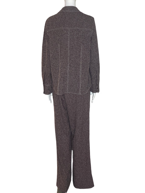 Conjunto Zara Pantalón/blusa Cuello v Marrón - Talla L