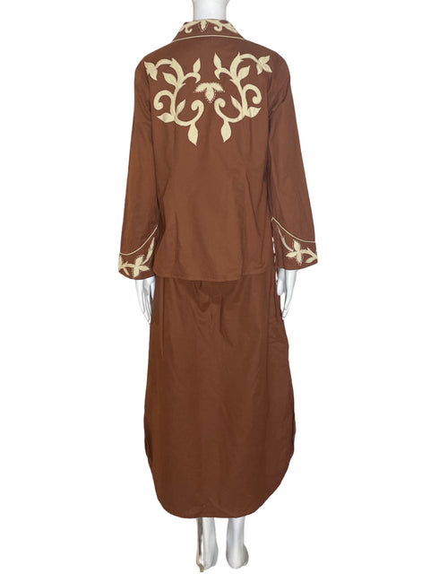 Conjunto Coosy Falda/blusa Liso Marrón - Talla L
